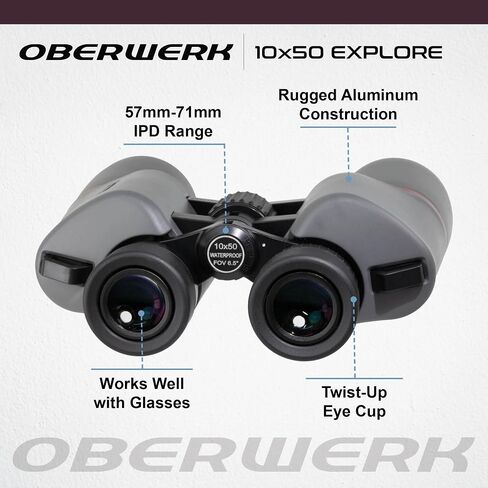 10x50 Explore Binoculars - Compact & Lightweight Binoculars for Adults | Bird Watching, Hiking, & Outdoor Use | Wide 6.0° FOV | Fully Multi-Coated & Waterproof | Includes Case & Neck Strap in Saudi Arabia