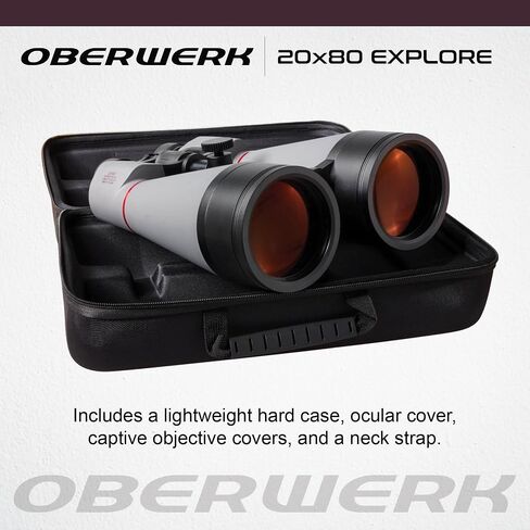 Oberwerk Explore Series 20x80 Binoculars, 3.25-Degree FOV, Fully Multi-Coated & Waterproof, Glasses-Friendly 18mm Eye Relief, Astronomy & Long-Range Viewing, Includes Hard Case & Tripod Mount in Kuwait