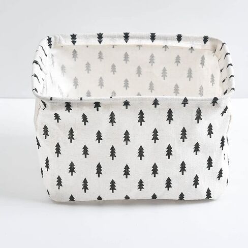 2 Pack Mini Foldable Canvas Storage Basket Fabric Organizer Bins with Handles for Home Office Nursery Kids Bathroom (Tree) in Saudi Arabia