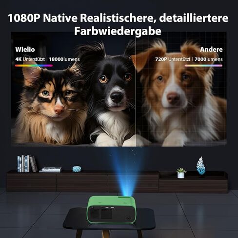 جهاز عرض صغير مزود بتقنية WiFi وBluetooth، جهاز عرض 1080P مطور لعام 2024، جهاز عرض أفلام محمول خارجي متوافق مع iOS/Android/Laptop/HDMI/PC/TV Stick/USB in Kuwait