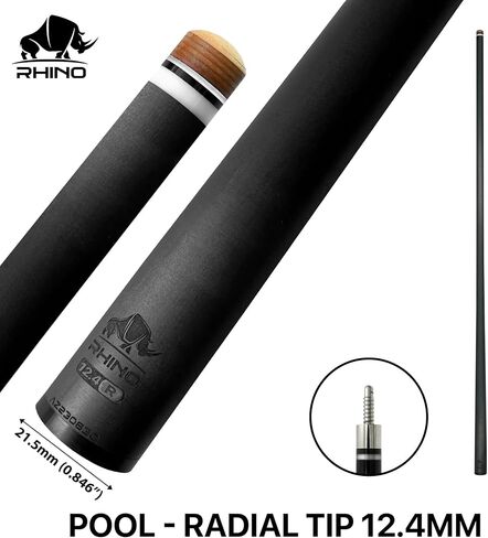 RHINO - 30" / 3/8-8 Joint Carbon Pool Cue Single Shaft, Tip 11.8mm,12.2mm,12.4mm,12.5mm,12.6mm,12.7mm,12.8mm,12.9mm,10.5mm Low Deflection, Ultra-Smooth, Easy to Play, Pro Taper in Kuwait