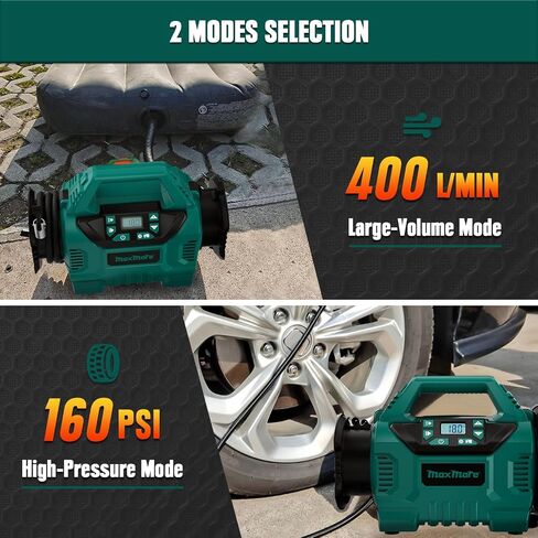 Cordless Tire Inflator for Milwaukee 18V Battery, MaxMore Upgraded 160 PSI High Pressure Portable Air Compressor with Digital Gauge, Auto Shut Off, LED Light for Ball, Tire, Swim Toys (NO Battery) in Saudi Arabia