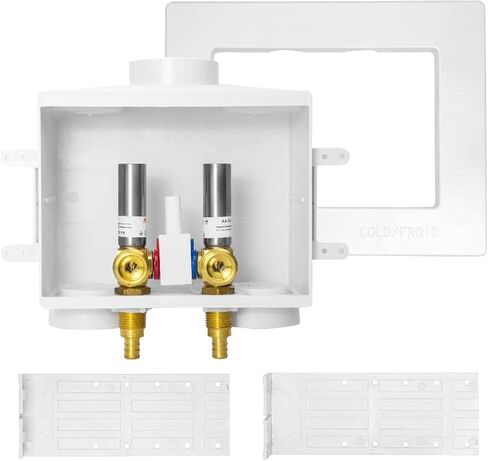 EFIELD Double Drain Washing Machine (Laundry) Outlet Box,1/2-inch Crimp Pex F1807 Inlet, Single Control Valve, Copper Water Hammer Arrestor in Kuwait