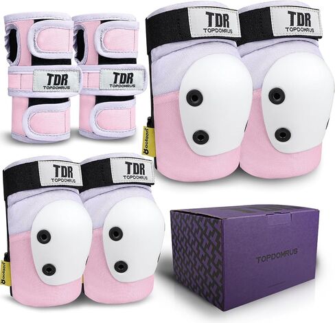 TOPDOMRUS Skateboard Knee Pads for Kids,Roller Skate Pads 6pc - Protective Gear Set Kids Knee Pads Elbow Pads and Wrist Guards for Skating in Saudi Arabia