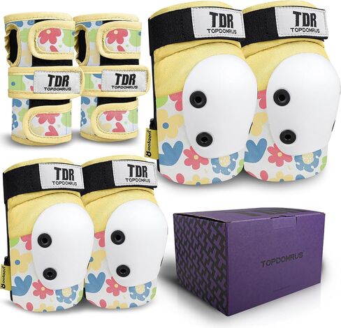 TOPDOMRUS Skateboard Knee Pads for Kids,Roller Skate Pads 6pc - Protective Gear Set Kids Knee Pads Elbow Pads and Wrist Guards for Skating in Saudi Arabia