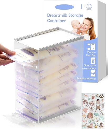 Jrssae Freeze Organizer for Breastmilk Storage Bag, First-in First-Out Breastmilk Storage Containers for Fridge with Quick-Freeze Tray, Breastmilk Freezer Organizer for Breastfeeding Essentials in Saudi Arabia