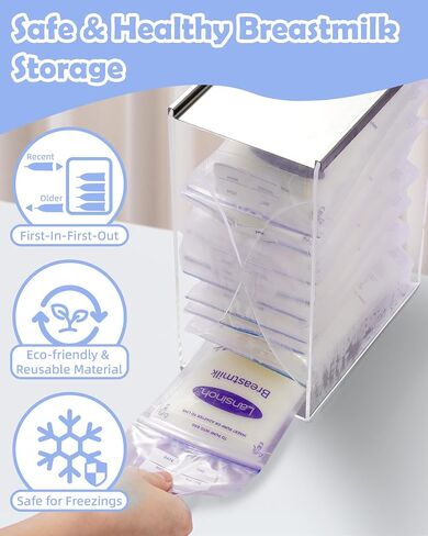 Jrssae Freeze Organizer for Breastmilk Storage Bag, First-in First-Out Breastmilk Storage Containers for Fridge with Quick-Freeze Tray, Breastmilk Freezer Organizer for Breastfeeding Essentials in Saudi Arabia