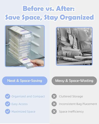 Jrssae Freeze Organizer for Breastmilk Storage Bag, First-in First-Out Breastmilk Storage Containers for Fridge with Quick-Freeze Tray, Breastmilk Freezer Organizer for Breastfeeding Essentials in Saudi Arabia