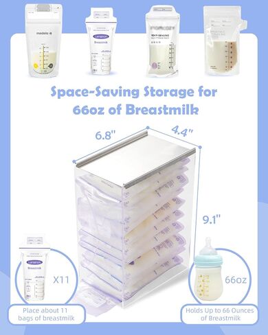 Jrssae Freeze Organizer for Breastmilk Storage Bag, First-in First-Out Breastmilk Storage Containers for Fridge with Quick-Freeze Tray, Breastmilk Freezer Organizer for Breastfeeding Essentials in Saudi Arabia