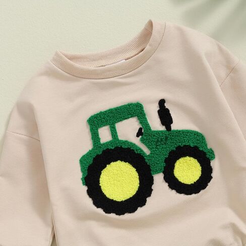 Infant Baby Boy Fall Clothes Long Sleeve Sweatshirt Bubble Romper Tractor Embroidery Onesie Cute Winter Outfits in Saudi Arabia