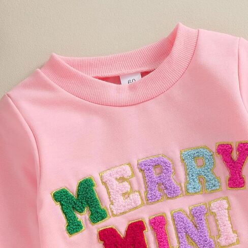 Ayalinggo Newborn Christmas Outfit Infant Baby Girl Boy Santa Onesie Long Sleeve My First Christmas Romper Jumpsuit Xmas Clothes (Pink Merry Mini,0-3 Months) in Saudi Arabia