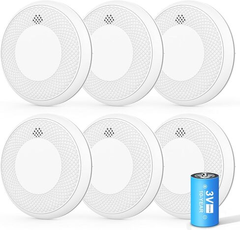 2 Pack 10 Year Battery Operated Smoke and Carbon Monoxide Detector, Portable Fire Co Alarm for Home and Kitchen (White) in Saudi Arabia