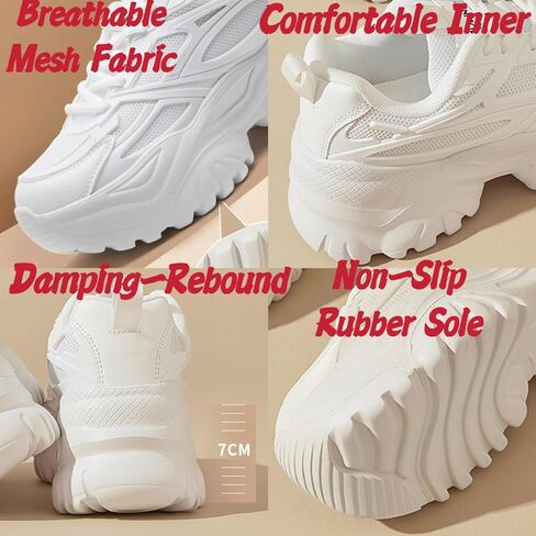 Womens Breathable Mesh Platform Chunky Sneakers Fashion Lace Up Non-Slip Shoes Casual Dad Walking Driving Travel Shoes in Saudi Arabia