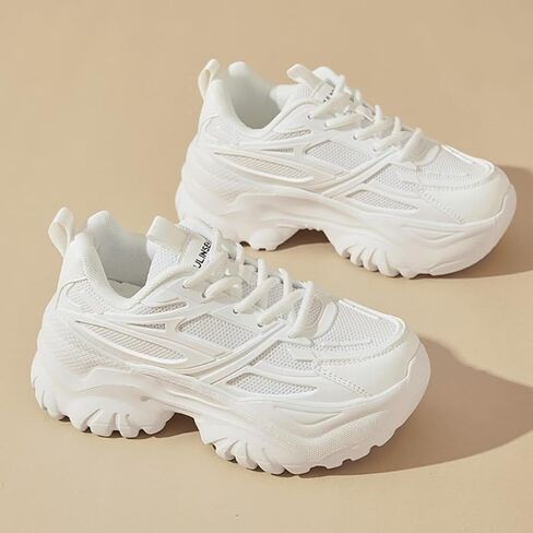 Womens Breathable Mesh Platform Chunky Sneakers Fashion Lace Up Non-Slip Shoes Casual Dad Walking Driving Travel Shoes in Saudi Arabia