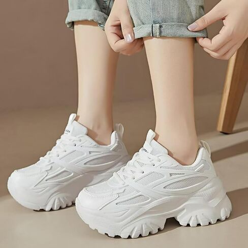 Womens Breathable Mesh Platform Chunky Sneakers Fashion Lace Up Non-Slip Shoes Casual Dad Walking Driving Travel Shoes in Saudi Arabia