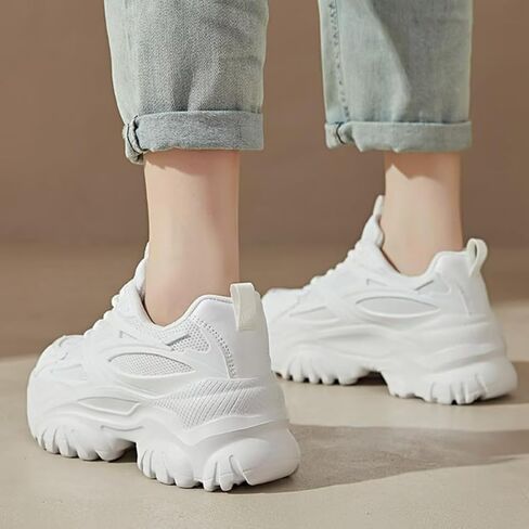 Womens Breathable Mesh Platform Chunky Sneakers Fashion Lace Up Non-Slip Shoes Casual Dad Walking Driving Travel Shoes in Saudi Arabia