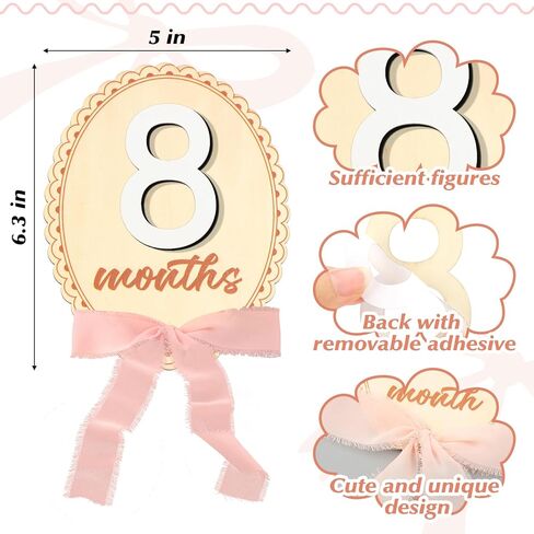 Baby Monthly Milestone Cards with Coquette Bow Wooden Monthly Milestone Discs Wooden Monthly Milestone Discs to Document Your Baby's Growth Newborn Gift for Girl and Boy in Saudi Arabia