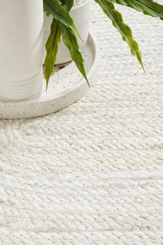 100% Jute Area Rug 6x9 Feet Approx- Braided Design Hand Woven Dyed Off-White Natural Fibers Carpet - Home Decor for Living Room Hallways (6' x 9', Off-White) in Saudi Arabia