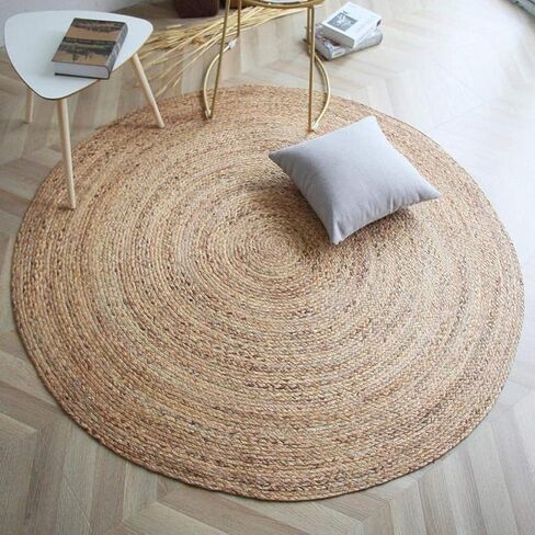 100% Jute Area Rug 6x9 Feet Approx- Braided Design Hand Woven Dyed Off-White Natural Fibers Carpet - Home Decor for Living Room Hallways (6' x 9', Off-White) in Saudi Arabia