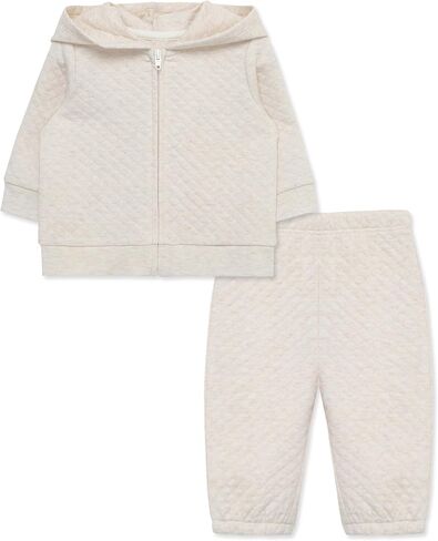 Little Me Simply Essential Solids for Baby Gender Neutral Organic Cotton Quilt Hoodie and Pant Set, 3 Months to 12 Months in Saudi Arabia