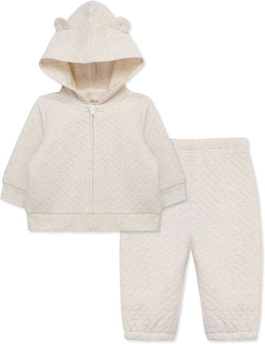 Little Me Simply Essential Solids for Baby Gender Neutral Organic Cotton Quilt Hoodie and Pant Set, 3 Months to 12 Months in Saudi Arabia