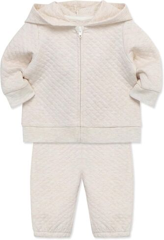 Little Me Simply Essential Solids for Baby Gender Neutral Organic Cotton Quilt Hoodie and Pant Set, 3 Months to 12 Months in Saudi Arabia