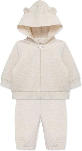 Little Me Simply Essential Solids for Baby Gender Neutral Organic Cotton Quilt Hoodie and Pant Set, 3 Months to 12 Months in Saudi Arabia