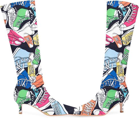 Women's Sexy kitten Heel Knee High Boots Stiletto Heel Square Toe Slip On Thigh High Boots in Saudi Arabia