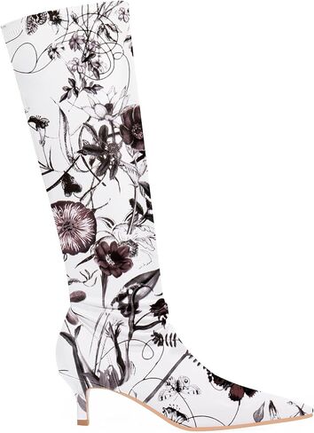 Women's Sexy kitten Heel Knee High Boots Stiletto Heel Square Toe Slip On Thigh High Boots in Saudi Arabia