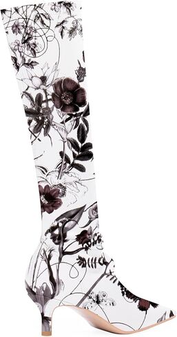 Women's Sexy kitten Heel Knee High Boots Stiletto Heel Square Toe Slip On Thigh High Boots in Saudi Arabia