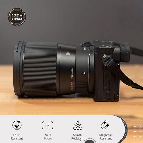Sigma 16mm f/1.4 DC DN Contemporary Lens for FUJIFILM X | X-Mount Lens, Two SLD Elements, Three FLD Elements, Tiffen 67mm UV Protector Filter, 64GB Extreme PRO Memory Card, and Waith Camera Bag in Saudi Arabia