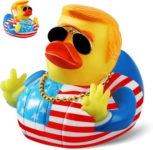 Large Donald Trump Rubber Duck, 3.5 inch Trump Duck for Jeep Ducking with Sunglasses and Necklace, Jeep Duck Bath Toy for Trump Election, Trump 2024 Gifts for Kids Adults Car Dashboard Decorations in Saudi Arabia
