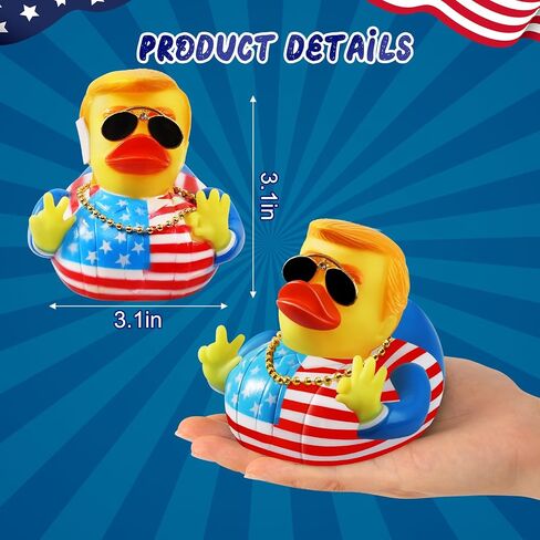Large Donald Trump Rubber Duck, 3.5 inch Trump Duck for Jeep Ducking with Sunglasses and Necklace, Jeep Duck Bath Toy for Trump Election, Trump 2024 Gifts for Kids Adults Car Dashboard Decorations in Saudi Arabia