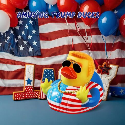 Large Donald Trump Rubber Duck, 3.5 inch Trump Duck for Jeep Ducking with Sunglasses and Necklace, Jeep Duck Bath Toy for Trump Election, Trump 2024 Gifts for Kids Adults Car Dashboard Decorations in Saudi Arabia