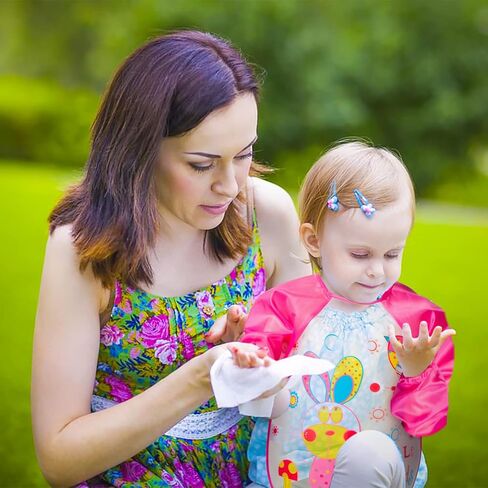 R HORSE 5 قطع مريلة بأكمام طويلة للأطفال الصغار مريلة ذات أكمام مقاومة للماء مرايل تغذية الرضع الملونة مع نمط الزرافة والأرنب والفراولة هدية لاستحمام الطفل in Kuwait