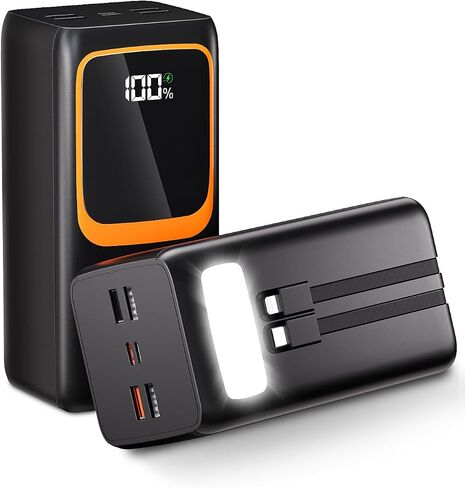50000mAh Power Bank Portable Charger: 22.5 W Fast Charging External Battery - Powerbank with Flashlight and Large Capacit-Black in Saudi Arabia