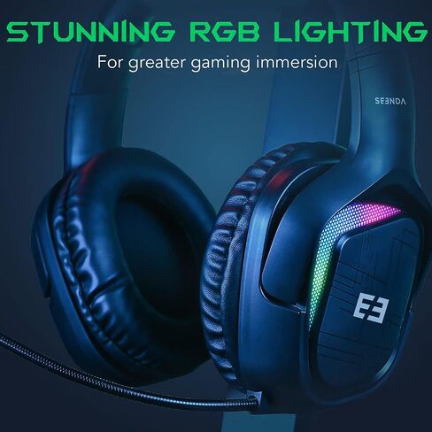 سماعة ألعاب لاسلكية من سيندا K47W مع ميكروفون للكمبيوتر الشخصي، PS5، PS4، سماعات رأس ثلاثية الوضع 2.4 جيجا هرتز لاسلكية/بلوتوث 5.0/3.5 ملم مع ضوء RGB، بطارية 20 ساعة in Kuwait