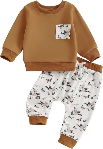 Duck Hunting Baby Clothes Long Sleeve Mallard Duck Sweatshirt and Jogger Pants Set Toddler Boy Fall Winter Clothes in Saudi Arabia