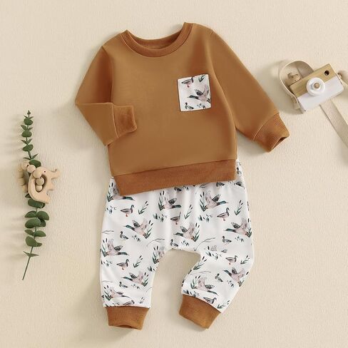Duck Hunting Baby Clothes Long Sleeve Mallard Duck Sweatshirt and Jogger Pants Set Toddler Boy Fall Winter Clothes in Saudi Arabia