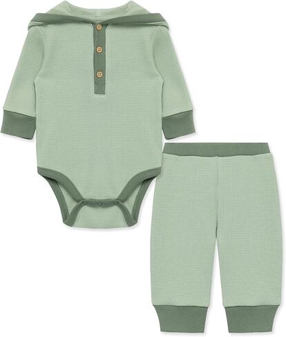 Little Me Simply Essential Solids Gender Neutral 100% Organic Clothes Bodysuit and Pant Set, 3 Months - 12 Months in Saudi Arabia