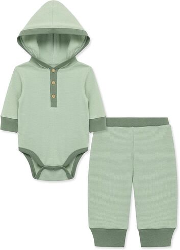 Little Me Simply Essential Solids Gender Neutral 100% Organic Clothes Bodysuit and Pant Set, 3 Months - 12 Months in Saudi Arabia