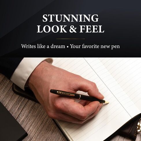 قلم ملتوي رفيع معدني فاخر من جارلاند - أملس وأنيق بلمسة نهائية غير لامعة، إكسسوار مثالي للمكتب التنفيذي والعملاء والمهنيين، يتضمن صندوق هدايا، صنع في الولايات المتحدة الأمريكية، قابل لإعادة الملء - أزرق غير لامع/ذهبي in Kuwait