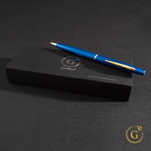 قلم ملتوي رفيع معدني فاخر من جارلاند - أملس وأنيق بلمسة نهائية غير لامعة، إكسسوار مثالي للمكتب التنفيذي والعملاء والمهنيين، يتضمن صندوق هدايا، صنع في الولايات المتحدة الأمريكية، قابل لإعادة الملء - أزرق غير لامع/ذهبي in Kuwait