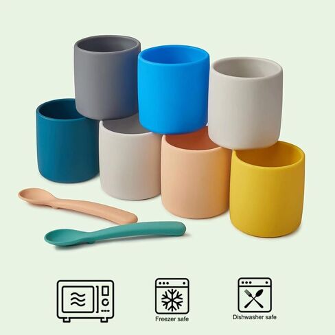 Silicone Toddler Cup 6 oz,Toddler Open Cup Study and Durable, Open Cup for Baby Shower Gifts, Training Cups for Toddlers 1-3 years(Green) in Saudi Arabia