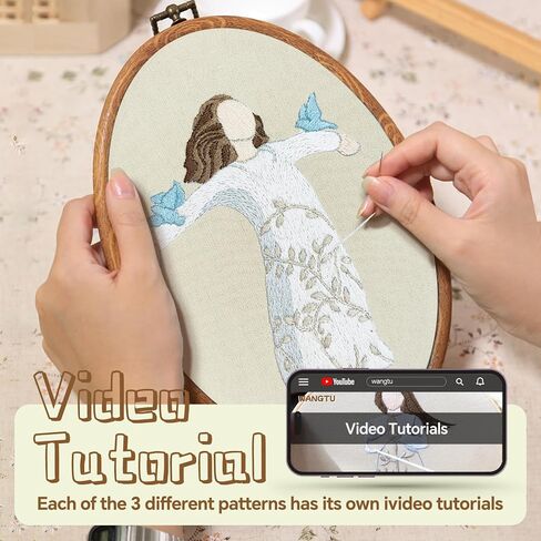 WANGTU 3 Sets Embroidery Kit for Beginners,Stamped Cross Stitch Kits,23 Basic Stitches Practice Kit for Adult with Embroidery Patterns,Full Tool Kit in Saudi Arabia