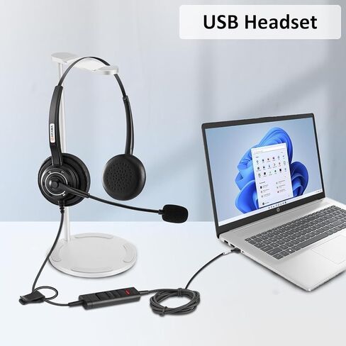Arama Headset wtih Mic, Headset with Microphone for Pc, USB Headset with Noise Canceling Microphone for Laptop, Wired Computer Headset with Mute for Home Office Online Class Skype Zoom Meetingsc in Saudi Arabia