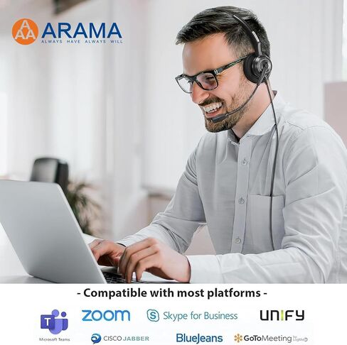 Arama Headset wtih Mic, Headset with Microphone for Pc, USB Headset with Noise Canceling Microphone for Laptop, Wired Computer Headset with Mute for Home Office Online Class Skype Zoom Meetingsc in Saudi Arabia