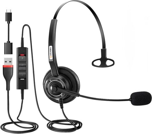 Arama Headset wtih Mic, Headset with Microphone for Pc, USB Headset with Noise Canceling Microphone for Laptop, Wired Computer Headset with Mute for Home Office Online Class Skype Zoom Meetingsc in Saudi Arabia