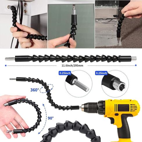 22pcs Flexible Drill Bit Extension Set Tool,105° Right Angle Drill Attachment Kit, Universal Impact Driver Adapter, Hex Shank Drill Bit Rotatable Joint Socket 1/4 3/8 1/2", Bendable Holder Screwdriver in Saudi Arabia