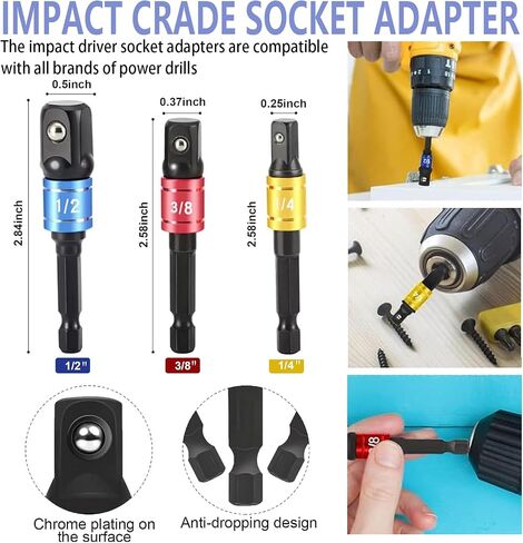 22pcs Flexible Drill Bit Extension Set Tool,105° Right Angle Drill Attachment Kit, Universal Impact Driver Adapter, Hex Shank Drill Bit Rotatable Joint Socket 1/4 3/8 1/2", Bendable Holder Screwdriver in Saudi Arabia